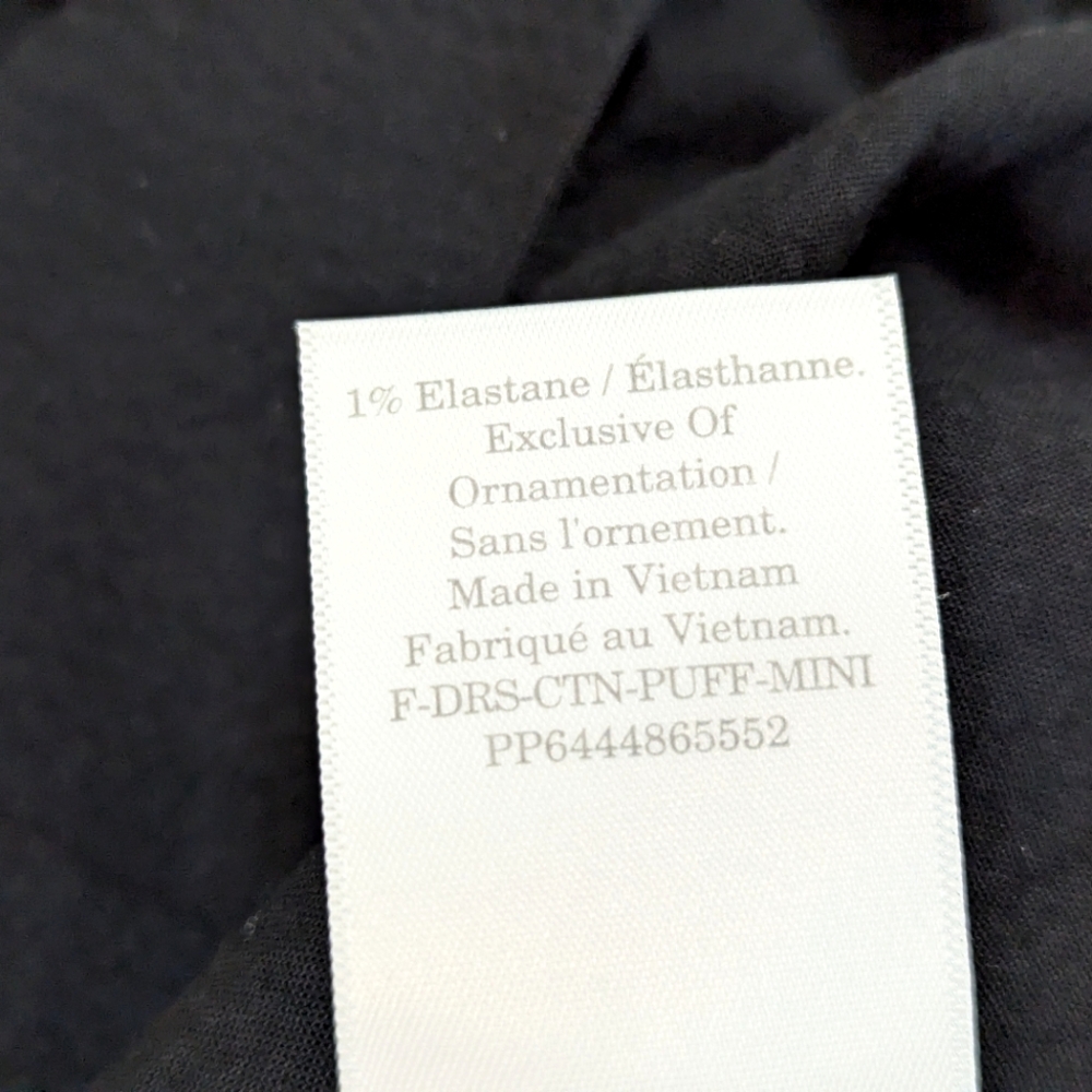 NWT Everlane Seersucker Puff Sleeve Mini Dress Black Size Medium - Picture 12 of 16
